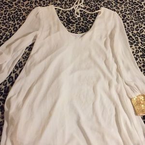 White with gold sequin boutique dress