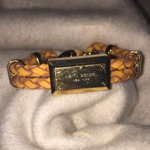 Henri Bendel Orange and Gold Leather Bracelet