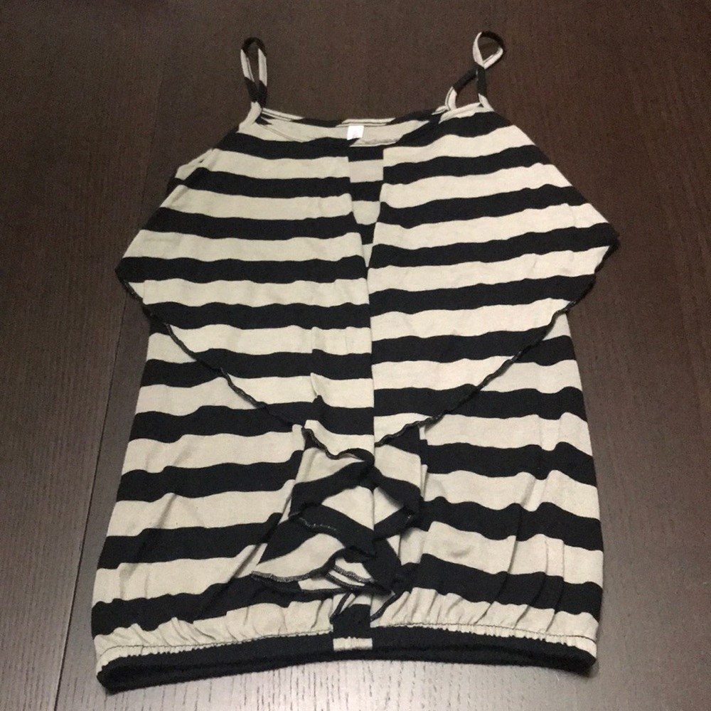 Xhilaration Black and Gray Striped Tank Top
