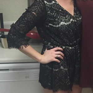 Black& White Lace Romper