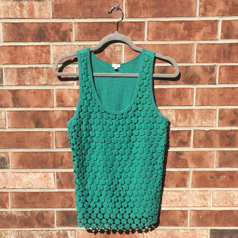 J Crew Green Laced top