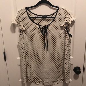 Polka dot ruffle sleeve blouse