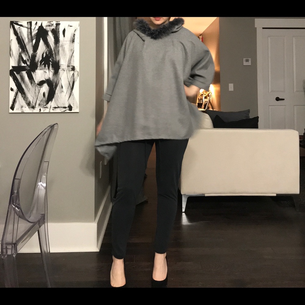 Faux Fur hooded poncho
