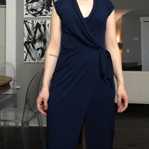 Boohoo Navy faux wrap dress