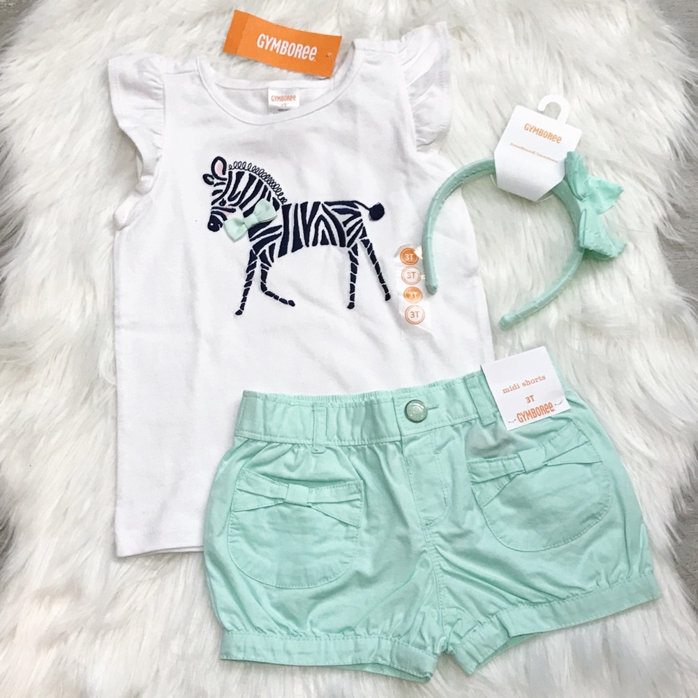 [Gymboree] Mint Green Zebra Outfit