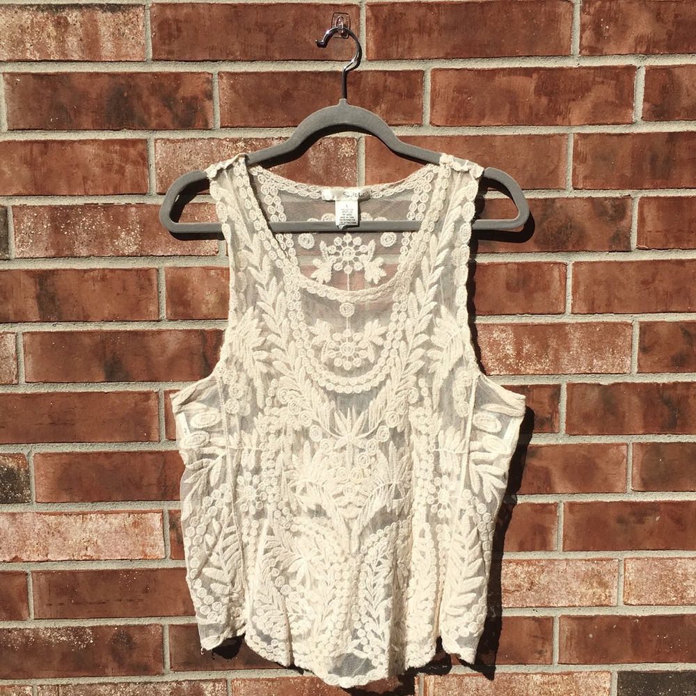 Cream laced tank