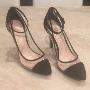 BCBG generation black and clear stiletto pumps