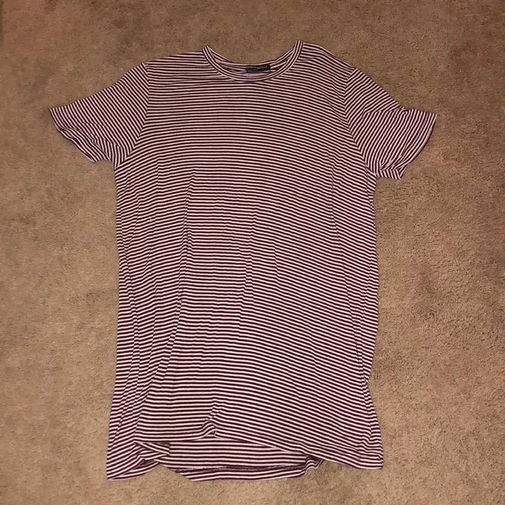 Burgundy & White T-Shirt Dress