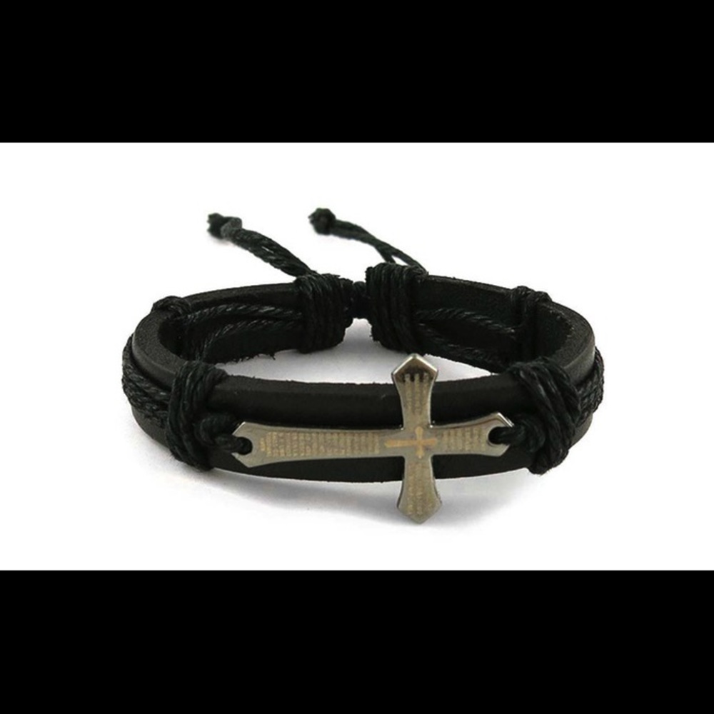 Cross Spanish Prayer Leather Unisex Bracelet