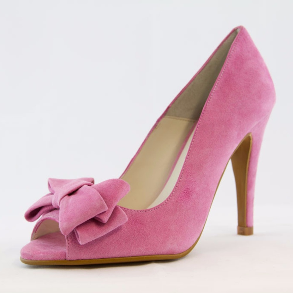 Pink Peep Toe Double Bow Dansi Heels Made in Spain