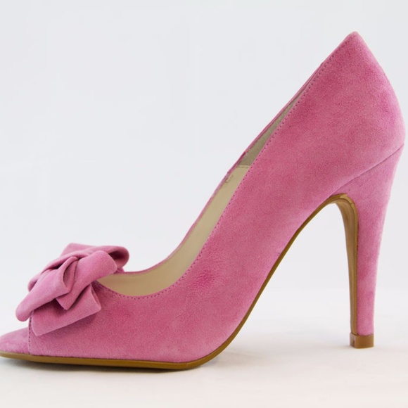 Pink Peep Toe Double Bow Dansi Heels Made in Spain - Picture 5 of 7