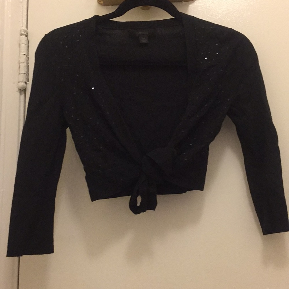 Express sequin tie sweater