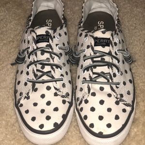 Sperry polka dot slip ons