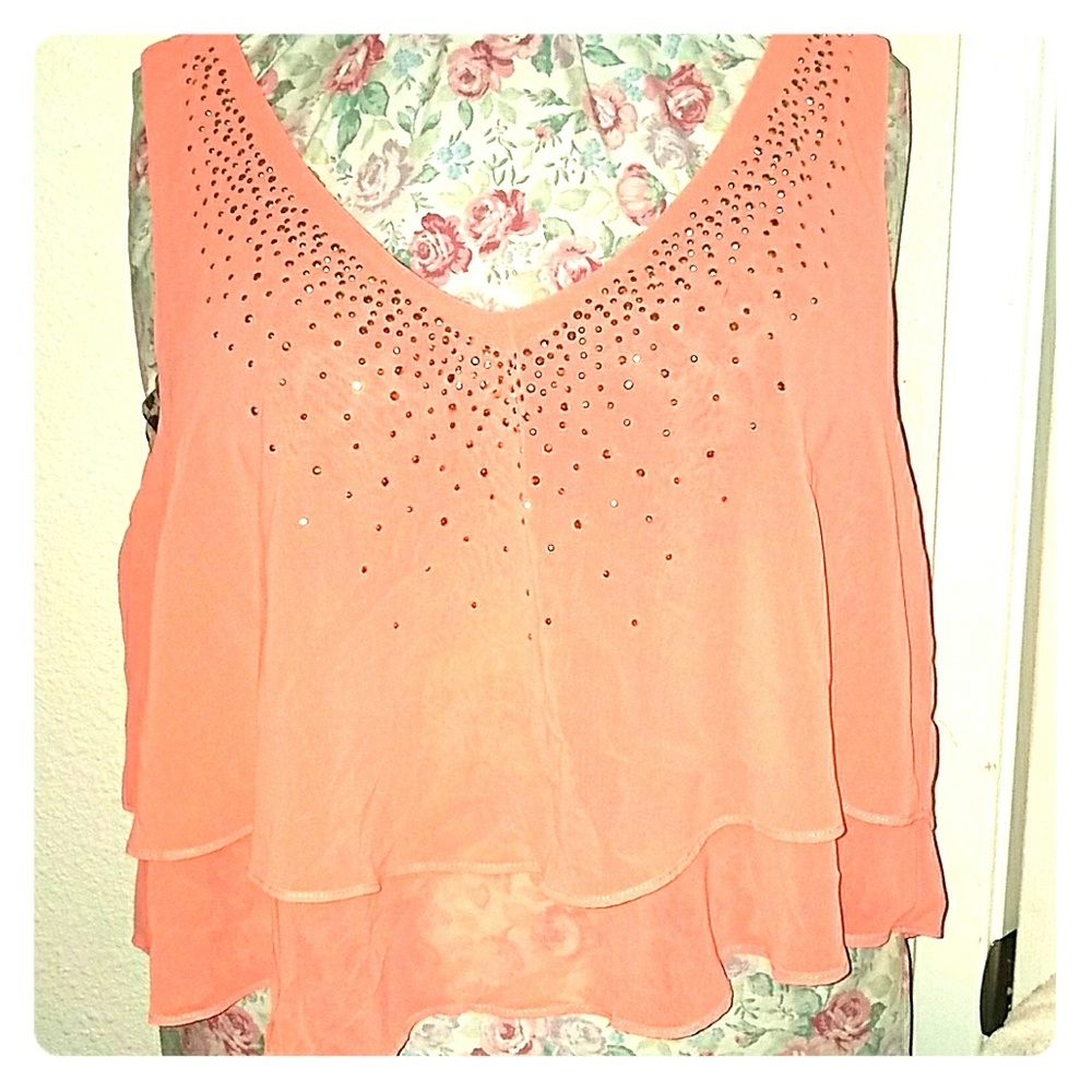 Peach Studded Crop Top