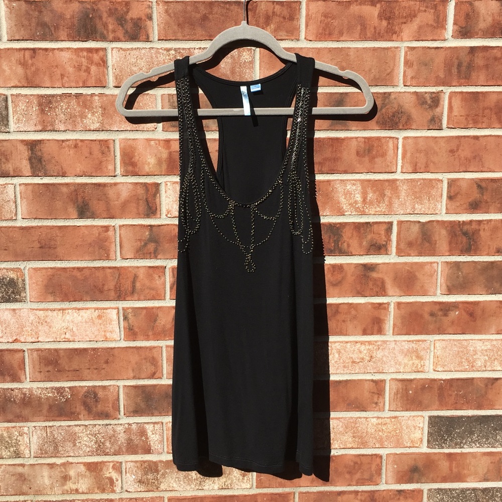 Black beaded tank.