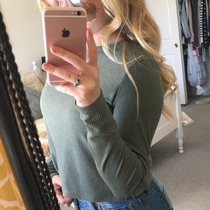 Olive green crop top