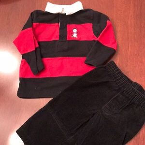 MiniWear 12 months Rugby Shirt + Corduroy Pants