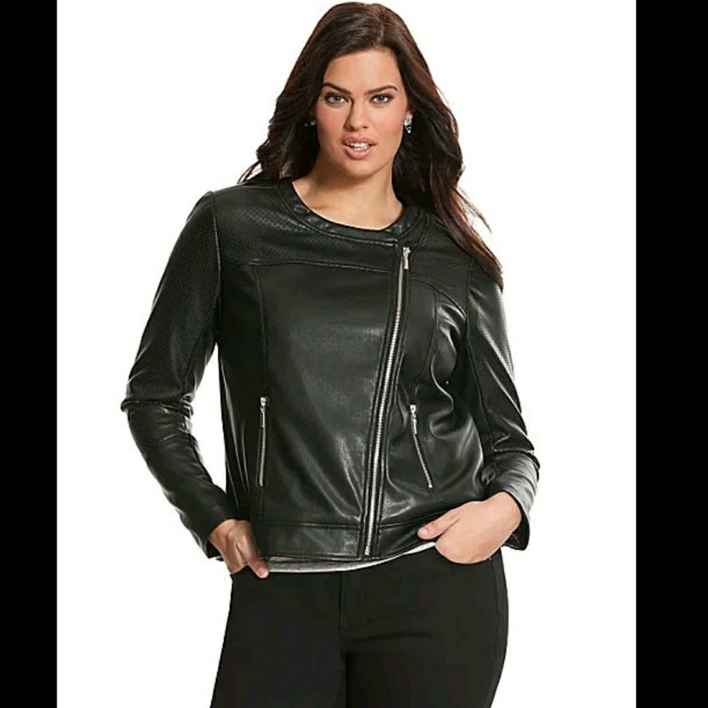 Lane Bryant 16/18 leather moto zip jacket