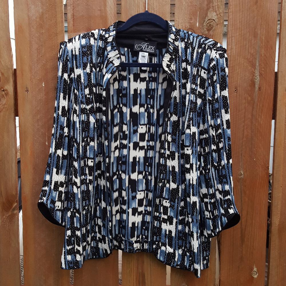 Evening Jacket and Shell Blue Black Pattern
