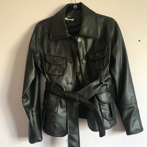 brown/black leather jacket