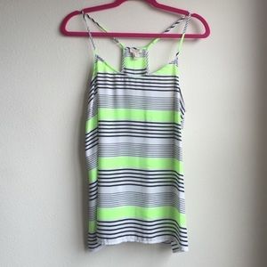 NWOT J Crew neon green black and white racerback
