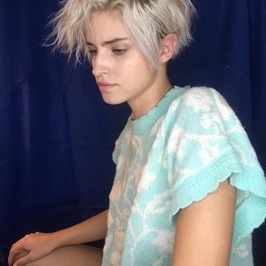 Baby blue floral vintage top