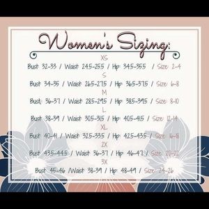 Women’s and girls Clothing & leggings size guides