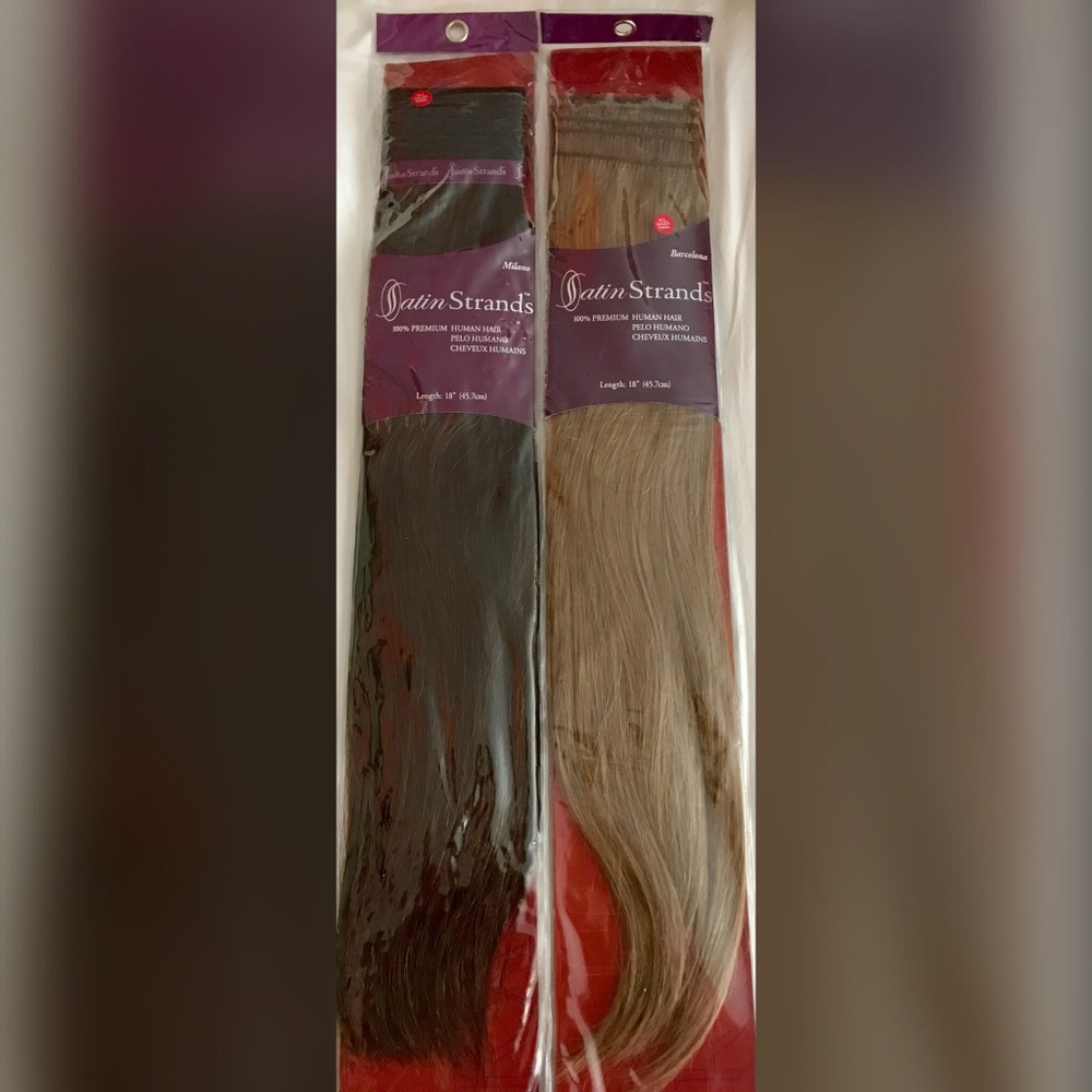 Two black-and-brown satin strands hair extensions