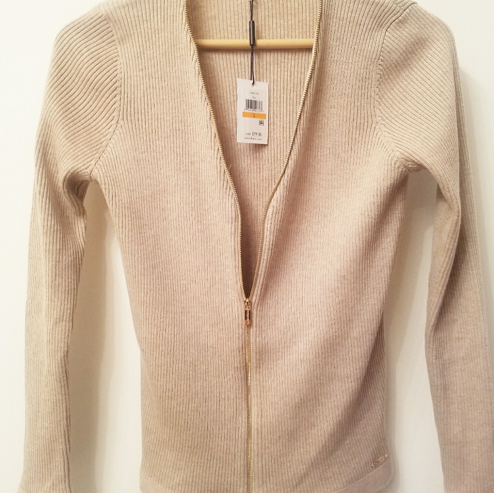 Calvin Klein zip sweater. NWT. Size S.