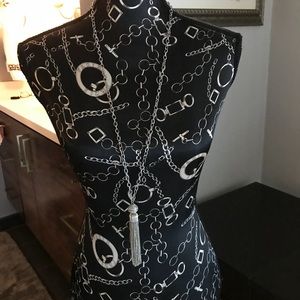 Long Silver tassel Necklace