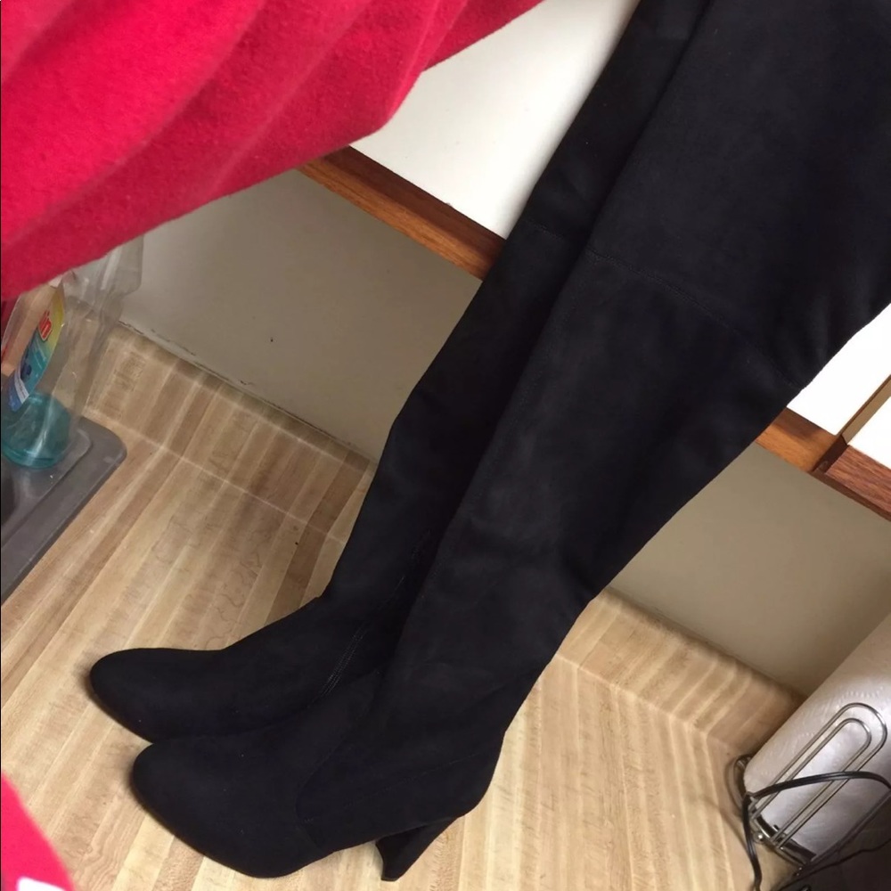 Thigh High black suede boots