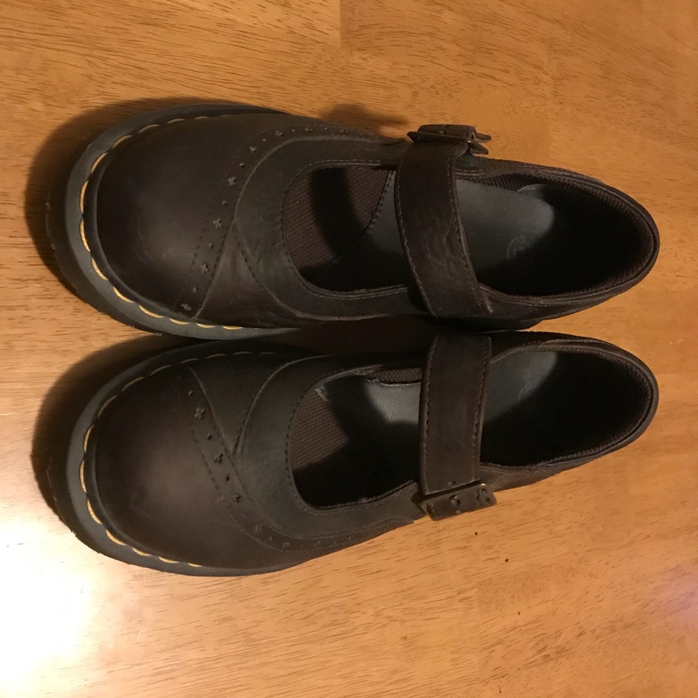DR. MARTENS dark brown leather Mary Janes