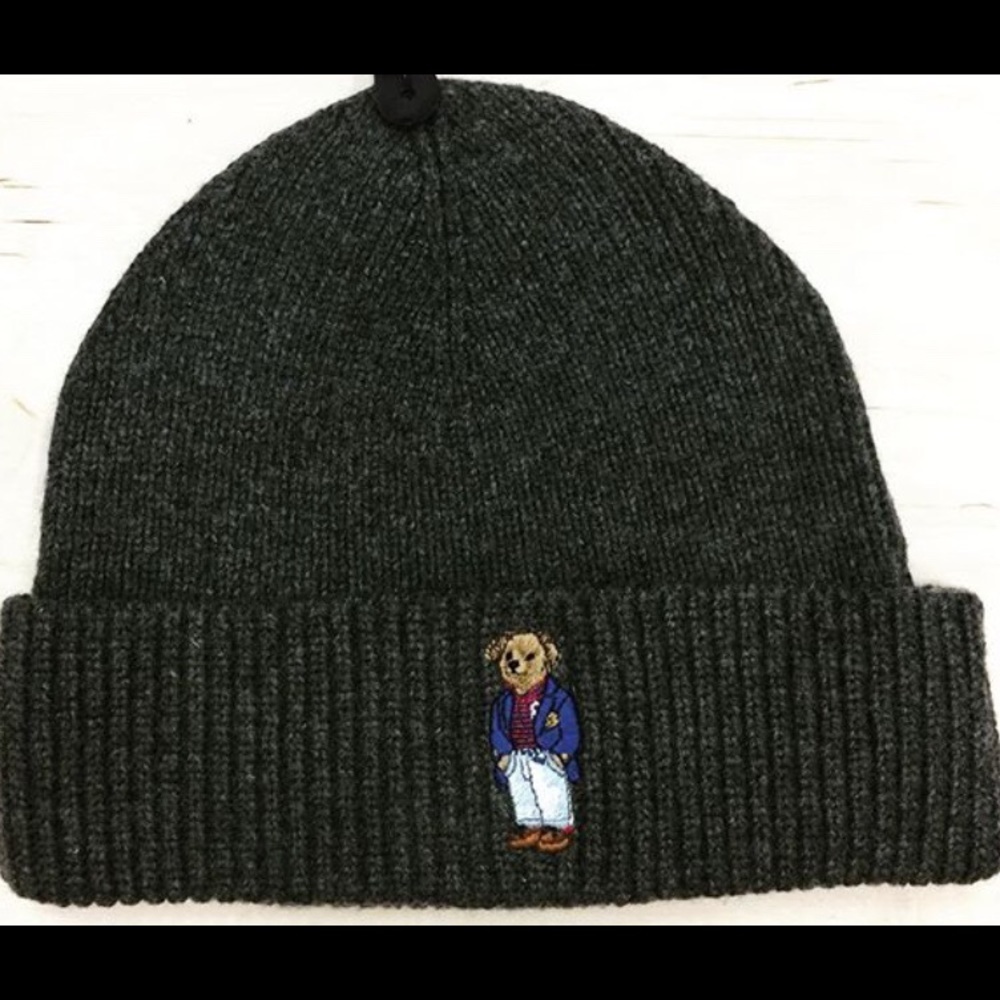 RL POLO Cotton Preppy Bear Cuff Ribbed Beanie