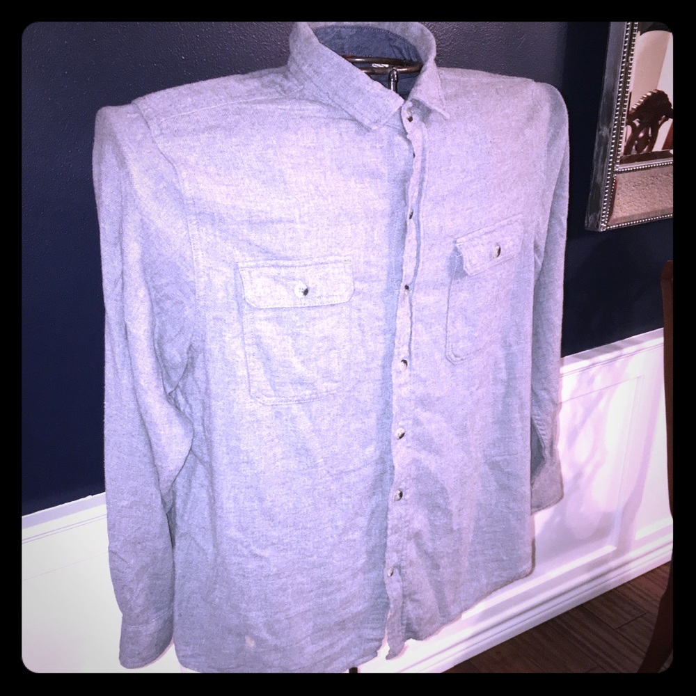 Woolrich Cotton Shirt Mens Lg Gray