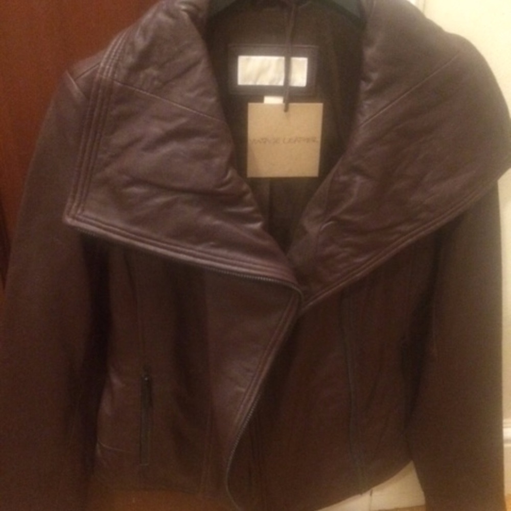 NWT Michael Kors Burgundy Leather Jacket