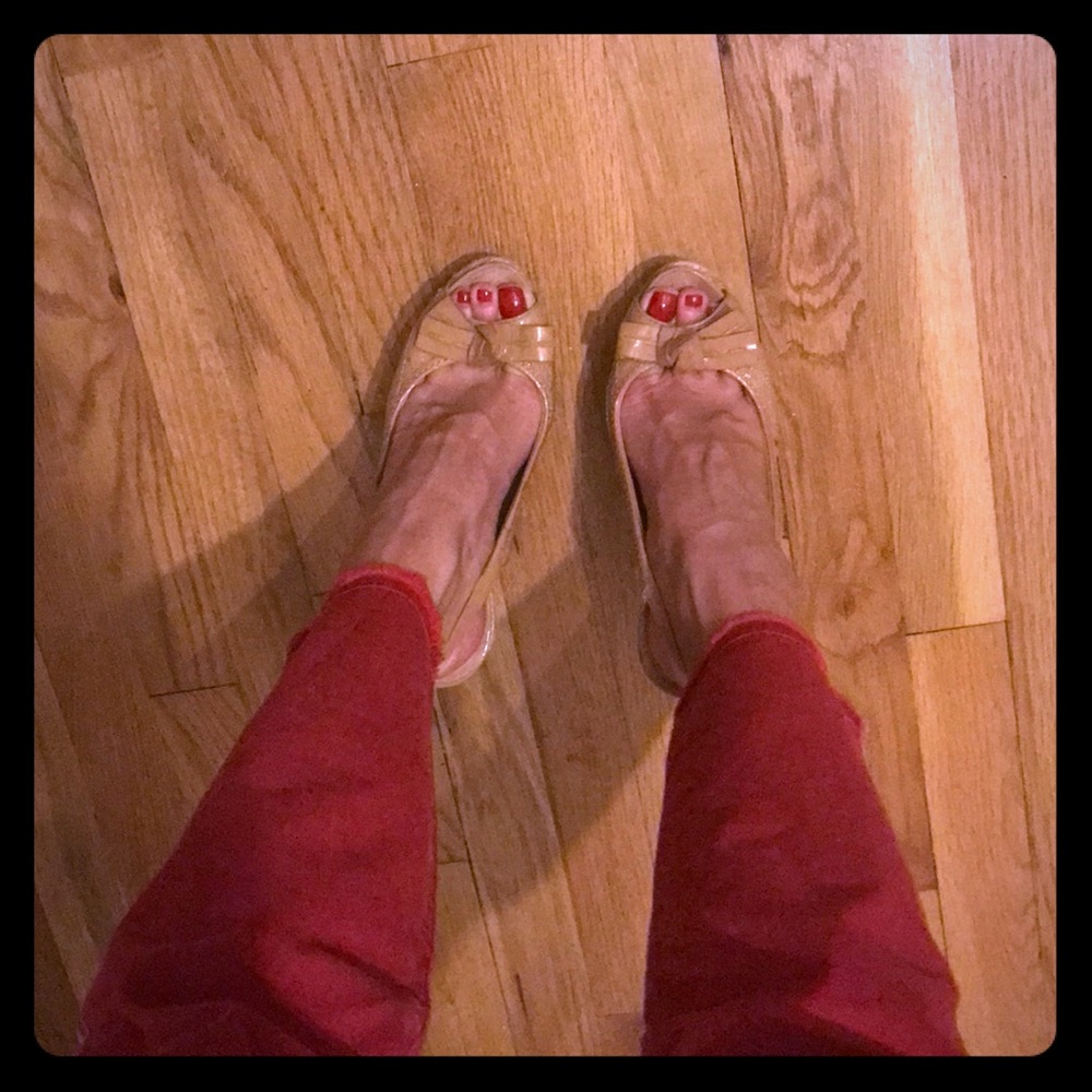 Dior espadrille wedges with patent leather
