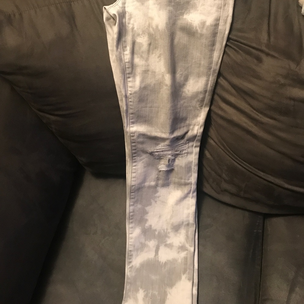 J Brand grey/white tie dye distressed jeans