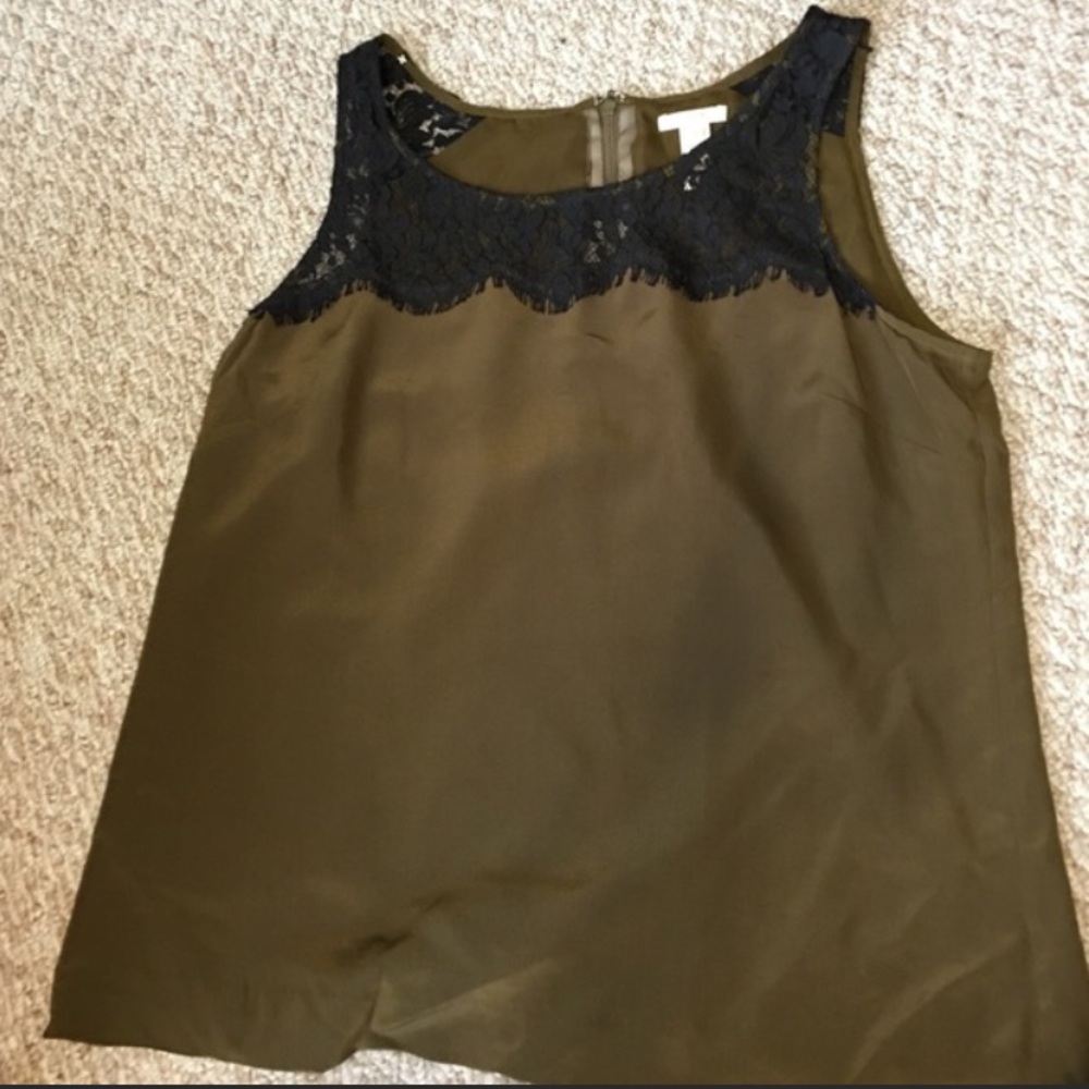 NWOT J Crew olive green and black tank top