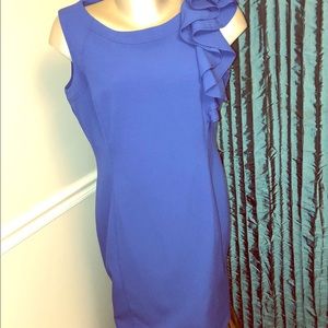 Blue Calvin Klein Ruffle detailed Shift Dress