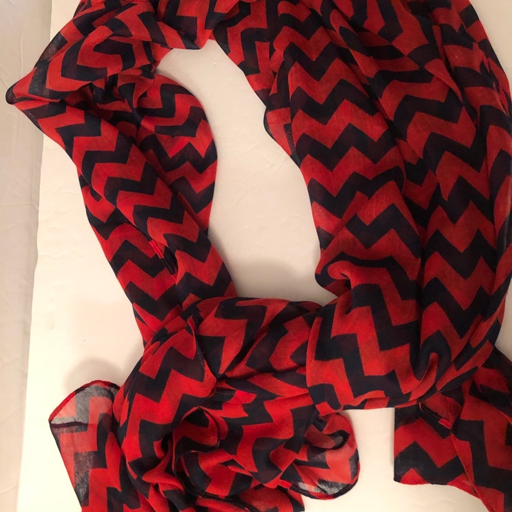 Red Black Chevron Scarf Printer Village