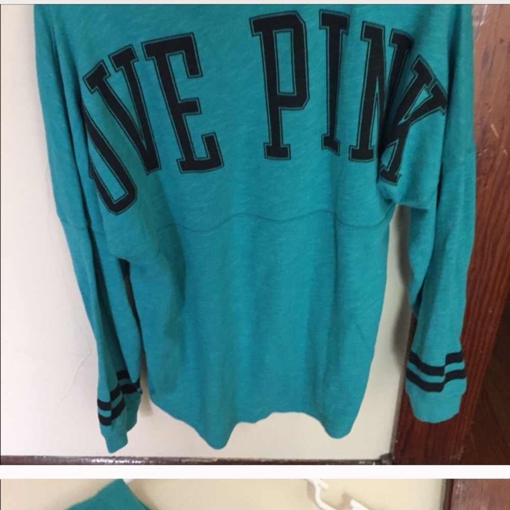 Blue love pink sweater