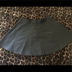 Black Faux Leather Skater Skirt