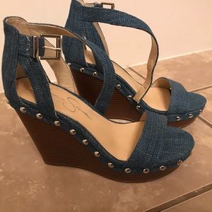 Blue denim Jessica Simpson Wedges