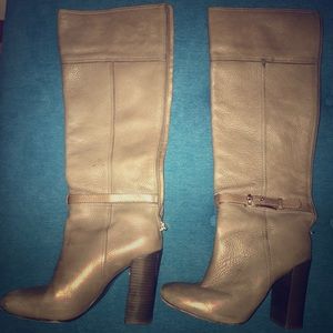 Elephant gray Tory Burch knee boots.