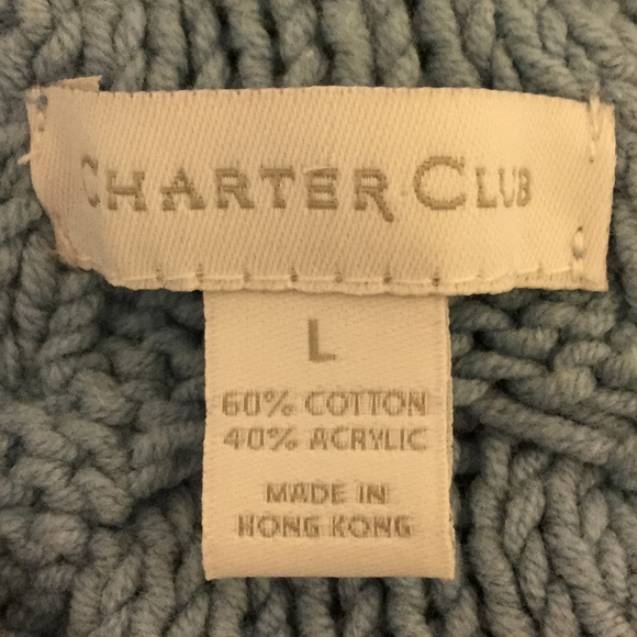 Charter Club Blue Cable Knit Sweater Size Large - Picture 3 of 5