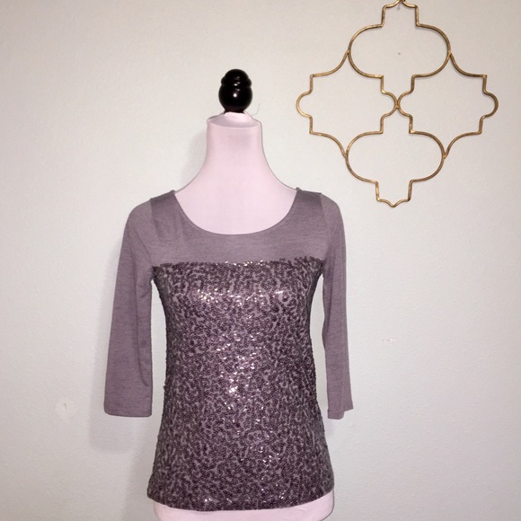 J. Crew Tops - J. Crew gray sequin 3/4 length sleeve top