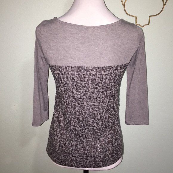 J. Crew gray sequin 3/4 length sleeve top - Picture 5 of 7
