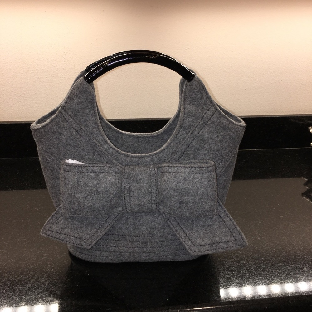 💯 Authentic Kate Spade Gray Wool Bow Handbag