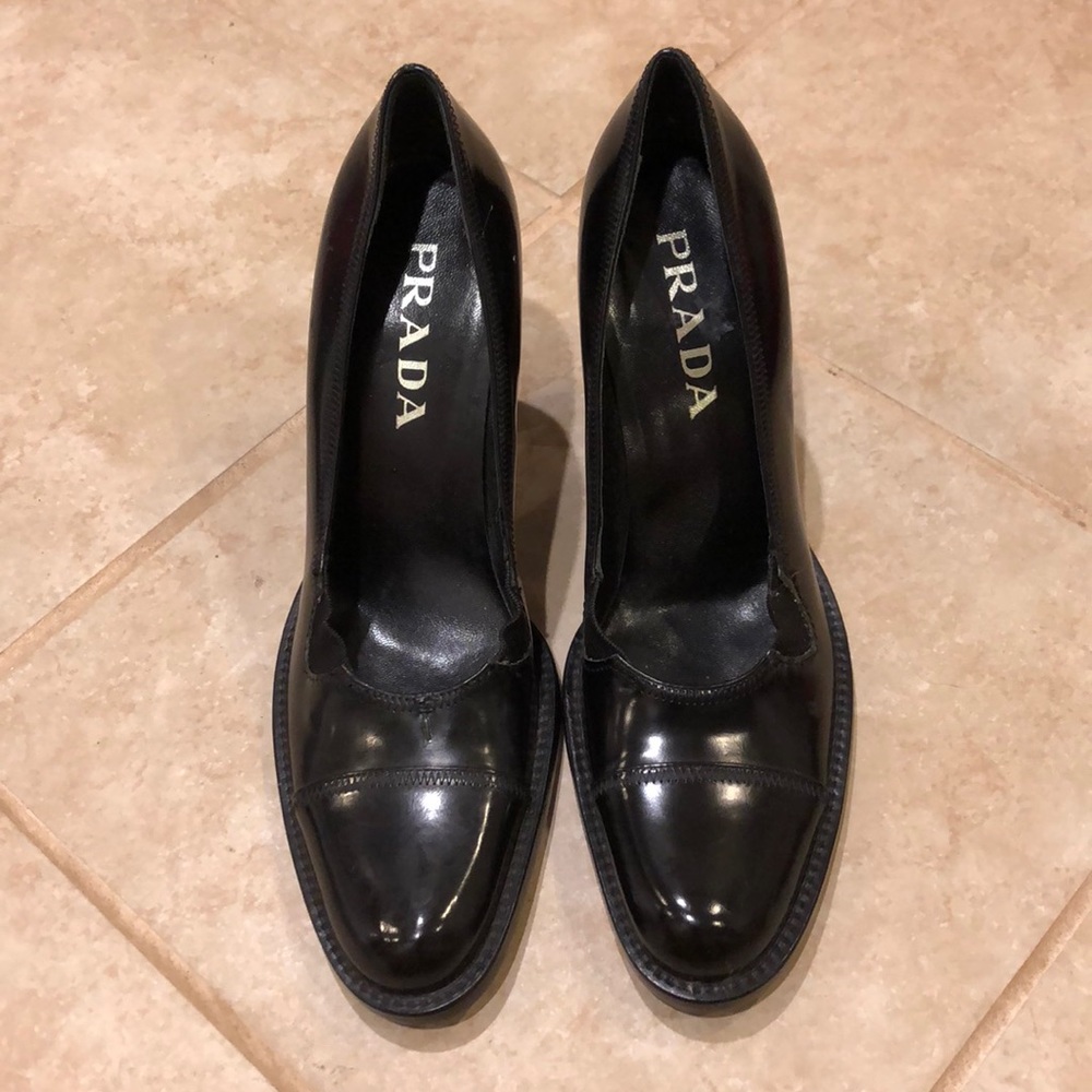 Like New Prada Black Chunky Heel Sz 37
