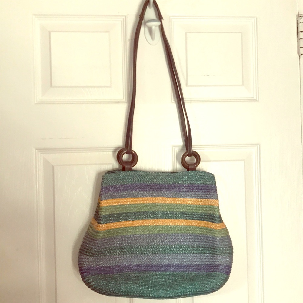 St. John's Bay multicolor blue green straw bag